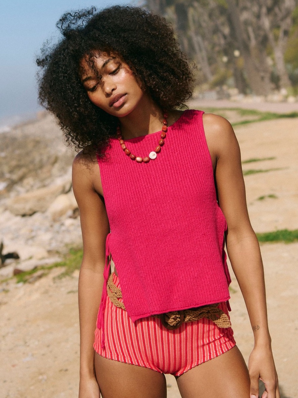 Free People Bright Fuchsia Ribbed Sleeveless Tank